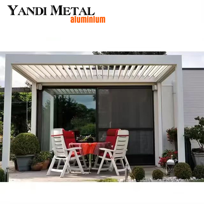 4*6 Garten-Außenbereich, Freizeit, bioklimatisch, verstellbarer Pavillon, Lamellendach, elektrische Aluminium-Pergola, wasserdichte Aluminium-Pergola