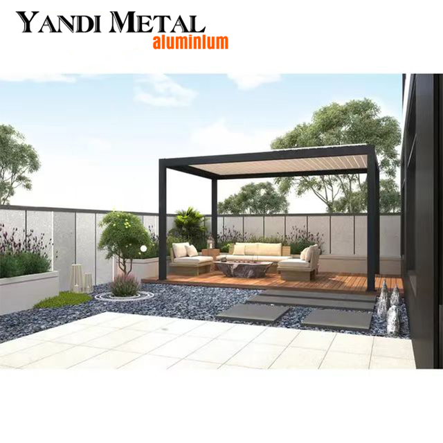 Heiße versenkbare Lamellen-Pergola aus Aluminium für den Außenbereich, elektrische, biometrische Luftkissen, wasserdichte Aluminium-Pergola