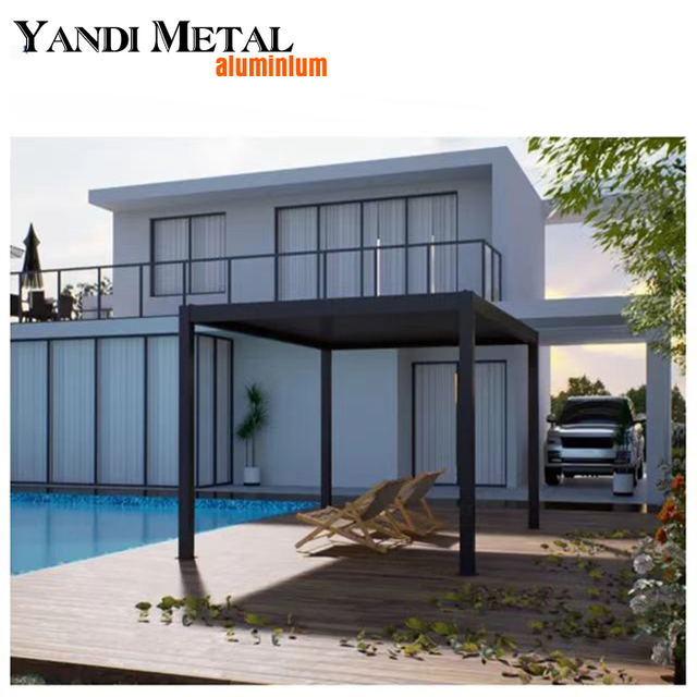 3×4 4×6 4×4 3×6 4×8 6×8 Bioklimatisches Aluminium-Strangpressprofil, wetterfester Pergola-Außenpavillon mit offenen Lamellen