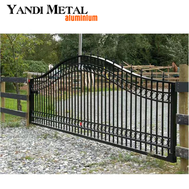 Automatische Gartentür aus Aluminium, Sicherheitszaun, Metallpaneel, Aluminium-Lamellentür, dekorative geschweißte Tür