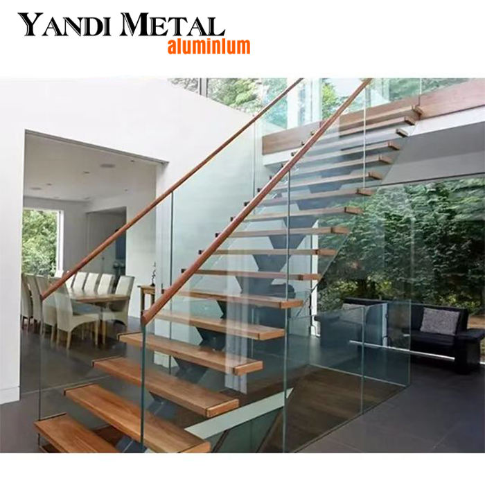 Modernes Design, Außenbalkontreppe, Aluminium-Zaun-Handlauf, Geländer, Metall-Aluminium-Glas-Geländer
