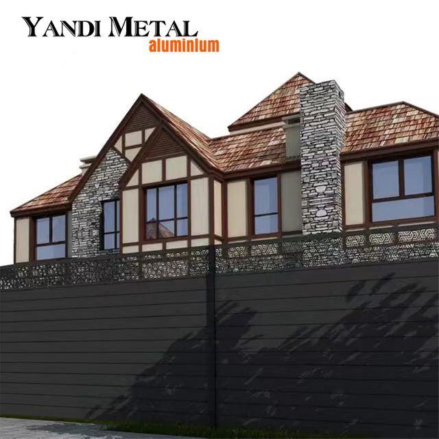 Aluminium-Zaun, Metall-Wohnbegrenzung, horizontale Lamellen, Aluminium-Lamellenzaun, Hochsicherheitszaunpaneel, weiß, schwarz