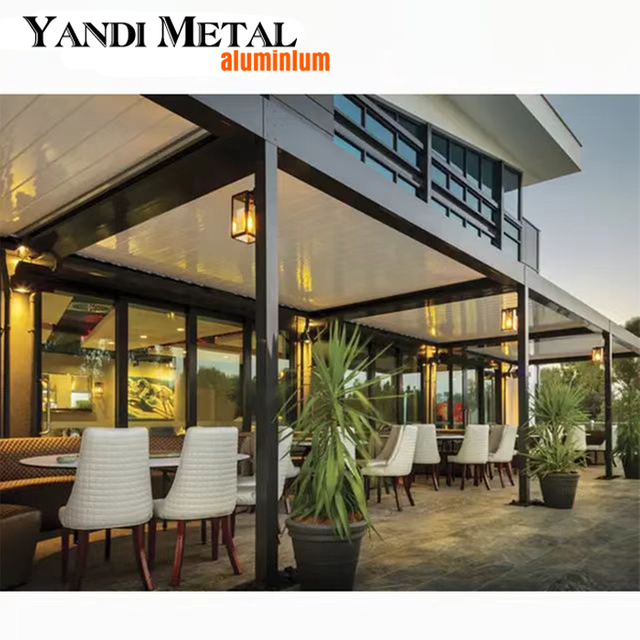 Modernes Design, 3 m x 4 m x 4 m große Gartenmarkise, elektrisches Terrassendach, elektrische Pergola mit Lamellen aus Aluminium