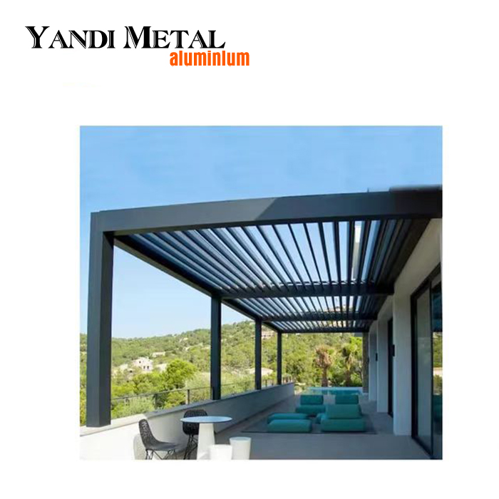 Elektrischer Luxus-Terrassenpavillon Luxus-Gartenpavillon aus Aluminium für den Außenbereich Aluminium-Glaspavillon Garten-Aluminiumpavillon