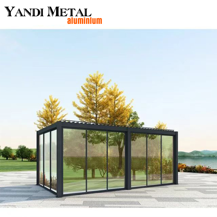 Outdoor-Garten, wasserfester Pulverlackrahmen, Terrassenpavillon, Pavillon-Sonnenschutz, elektrischer Aluminium-Lamellenpavillon