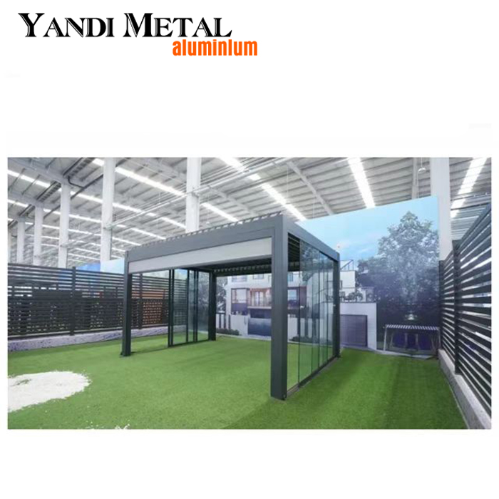 3×3 3×4 4×6 4×8 Moderner wasserdichter Outdoor-Aluminiumpavillon Elektrisch verstellbarer bioklimatischer Pavillon mit Lamellendach
