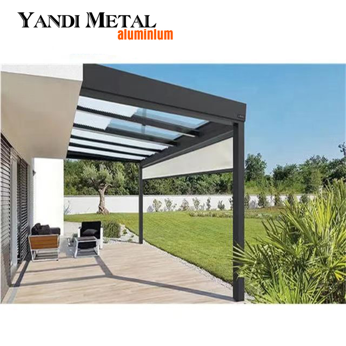 Moderner Aluminium-Terrassendach-Schachtdeckelpavillon Glasgarten-Außenpavillon Aluminium-Markisenpavillonsystem