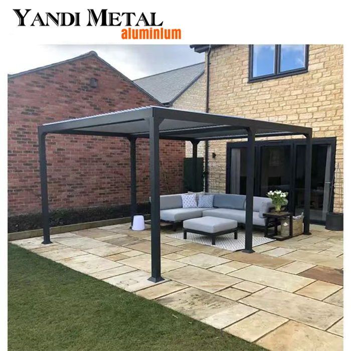 Elektrischer Außensonnenschutz, wasserdichter Aluminiumpavillon, Garten, elektrische Gebäude-Pergola aus Metall