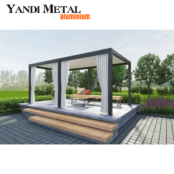 Neue Pergola aus Aluminium für den Außenbereich, elektrische, wasserdichte Rollläden, Pergola, Yandi-Fabrik