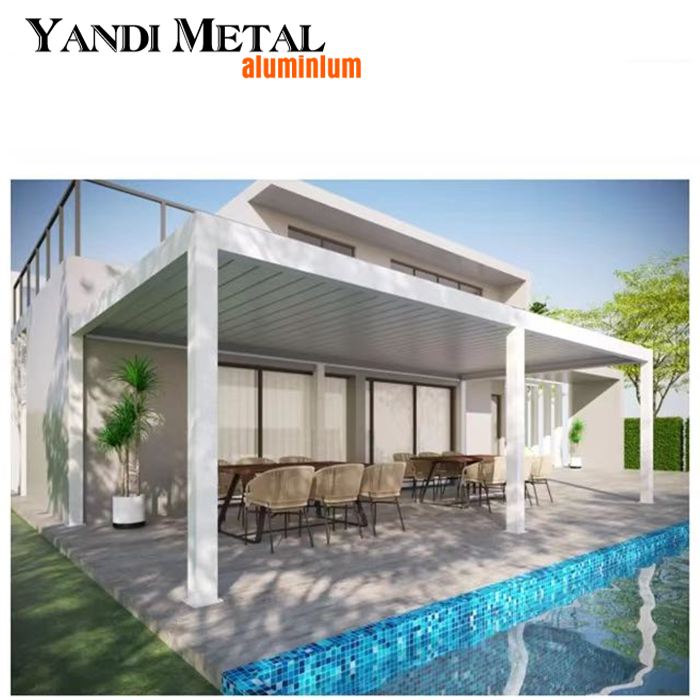 Modernes Design, bioklimatisches Schattendach, wasserdichtes Lamellendach, Lamellenpavillon, Aluminium-Pergola für den Außenbereich, elektrische Pergola aus Aluminium