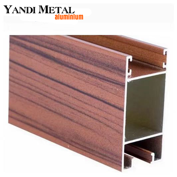 Liefern Sie heiß verkaufte, maßgeschneiderte 6061 6063-Holzfarben aus Fram-Glas-Aluminium-Strangpressprofilen