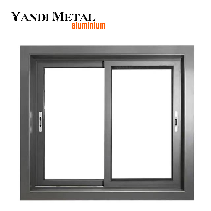 Yandi hochwertiges Aluminiumprofil-Doppelglas-Schiebefenster, horizontales Fensterglas
