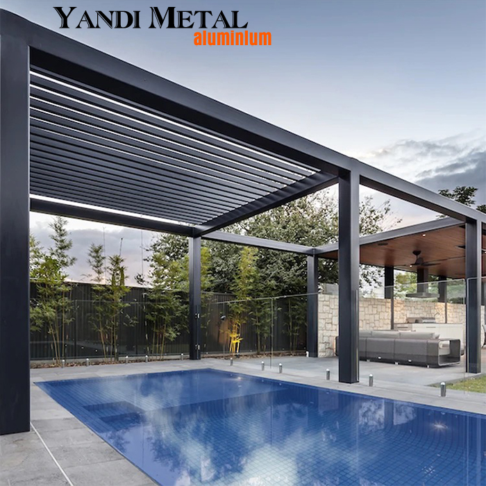 Schiebetür-Pavillon aus Aluminium, wasserdichter Garten-Außenpavillon, elektrischer Außenpavillon und Aluminium-Außenpavillon