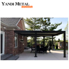 Elektrisch verstellbarer, wasserdichter Pavillon für den Außenbereich. Terrasse aus Aluminium mit Markise und Pergola mit Lamellen aus Aluminium
