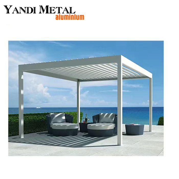 Elektrische faltbare Terrasse aus Aluminium-Strangpressprofil, wasserdicht, automatisches elektrisches Lamellendach, Aluminium-Pergola-Markise für den Außenbereich