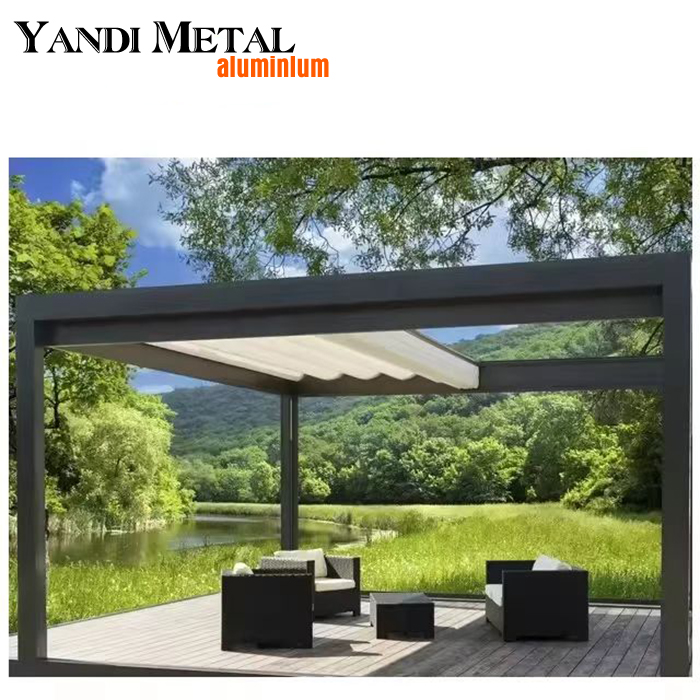 Pavillon mit Fernbedienung, Outdoor-Pavillon, bioklimatischer Gartenpavillon aus Aluminium mit Markise