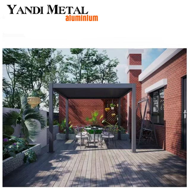 Modernes wasserdichtes bioklimatisches Pergolasystem 3×3 3×4 4×6 Pergola für den Außenbereich, elektrische Dachpergola mit Lamellen aus Aluminium