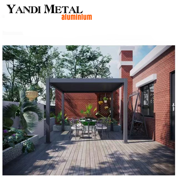Modernes wasserdichtes bioklimatisches Pergolasystem 3×3 3×4 4×6 Pergola für den Außenbereich, elektrische Dachpergola mit Lamellen aus Aluminium