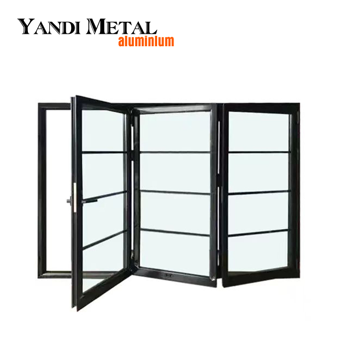 Yandi stellt faltbare Terrassentüren aus Aluminiumlegierung mit Doppelfenster und Glas her. Faltbare Außenglastüren