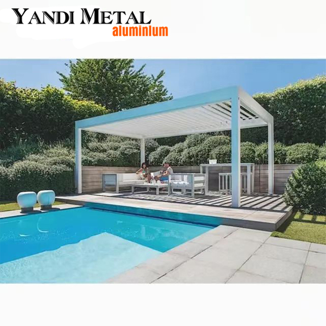Neue leichte Aluminium-Rollladen-Pergola, automatische Außengarage, teleskopische Aluminium-Pergola
