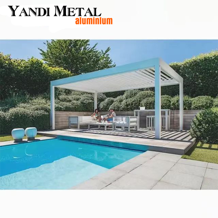 Neue leichte Aluminium-Rollladen-Pergola, automatische Außengarage, teleskopische Aluminium-Pergola