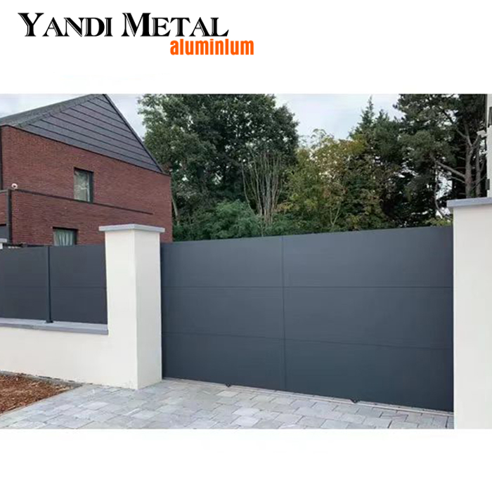 Modernes freitragendes Torsystem, Garten-Aluminium-Fußgängertor, automatisches Sichtschutz-Schiebesystem, freitragendes Tor-Set aus Aluminium
