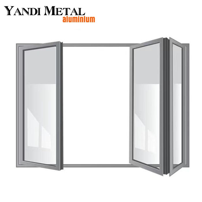Günstiges Fenster aus gehärtetem Glas aus Aluminiumlegierung, drei Schichten Glasfaltfenster aus Aluminiumprofil