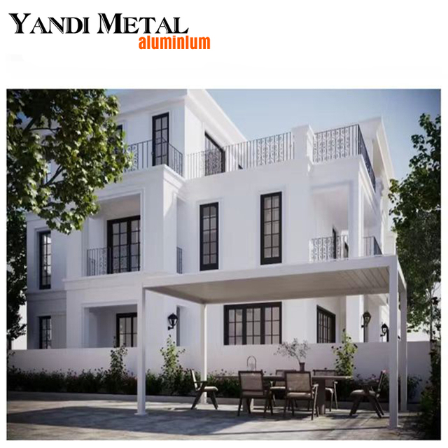 Maßgeschneiderte moderne Pergola aus Aluminium für den Außenbereich, elektrische Aluminium-Pergola und Pavillon mit wasserdichten Lamellen für den Außenbereich