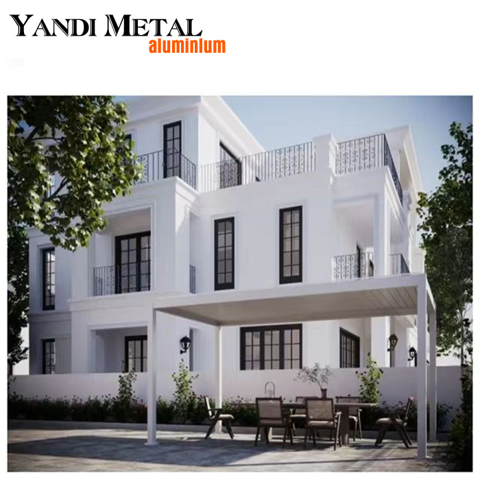 Maßgeschneiderte moderne Pergola aus Aluminium für den Außenbereich, elektrische Aluminium-Pergola und Pavillon mit wasserdichten Lamellen für den Außenbereich